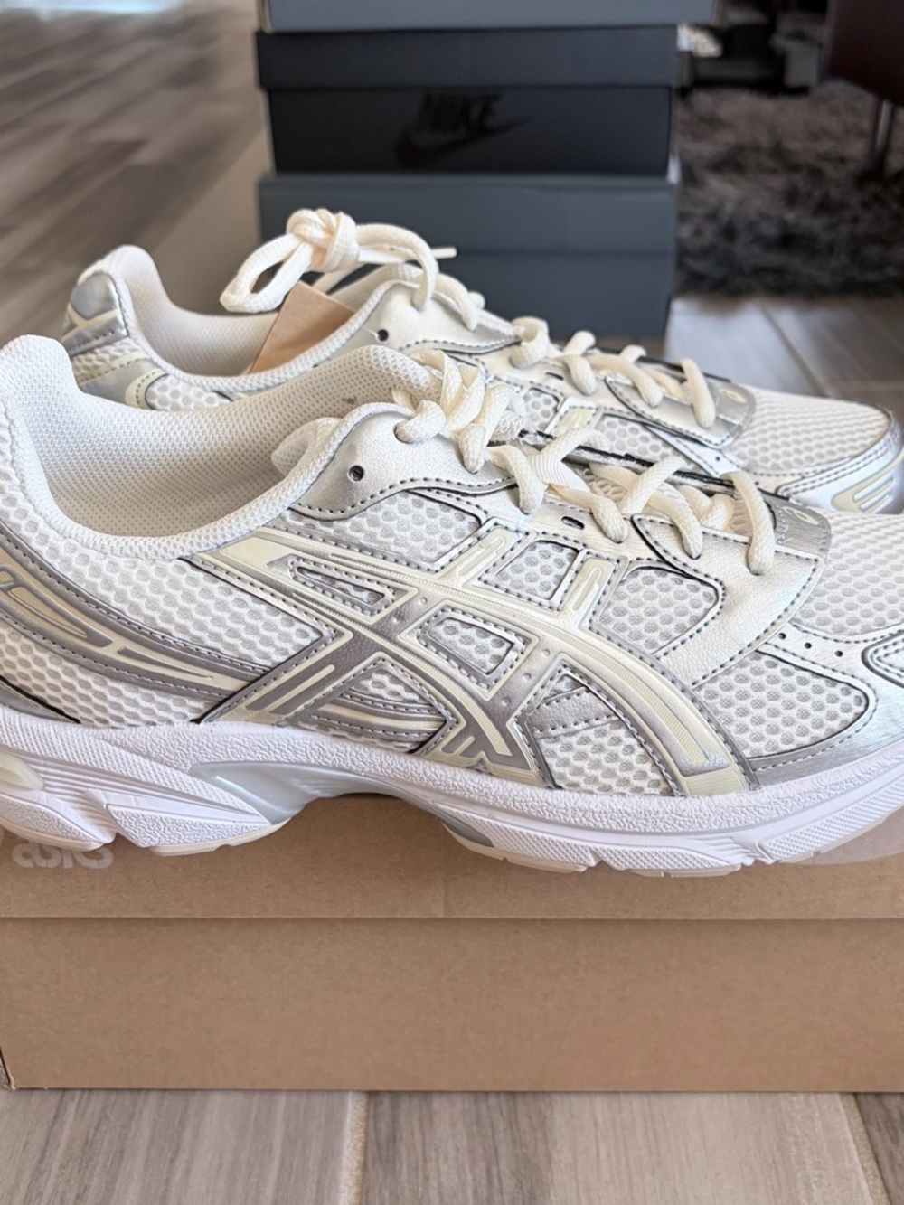 Women's ASICS GEL-1130 Casual Shoes - Cream Pure Silver 1202A164-107 - Picture 9 of 9